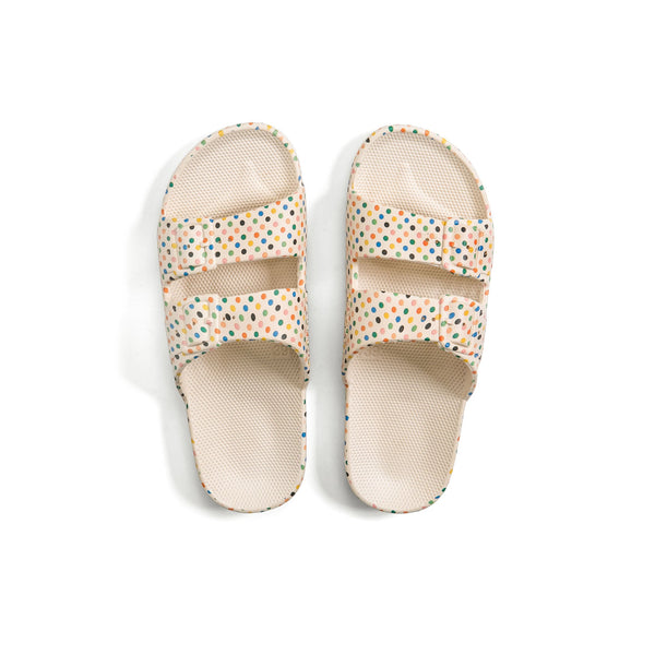 Buy shoes online - RETRO DOTS STONE Slides - Shop at Freedom Moses